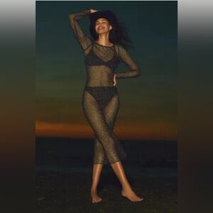 Anthropologie PQ SWIM RACHEL SHEER SHINE COVER-UP DRESS M/L.  New with tags